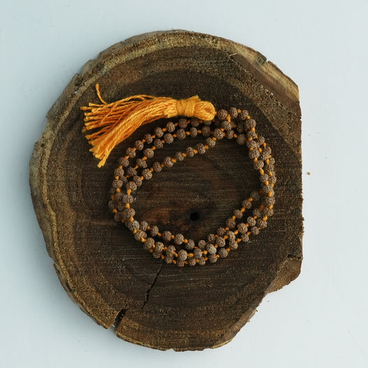 5 Mukhi Rudraksh Jaap Mala (Orange String)