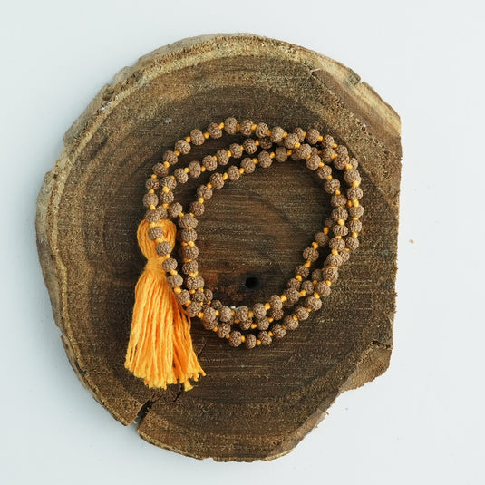 5 Mukhi Rudraksh Jaap Mala (Orange String)