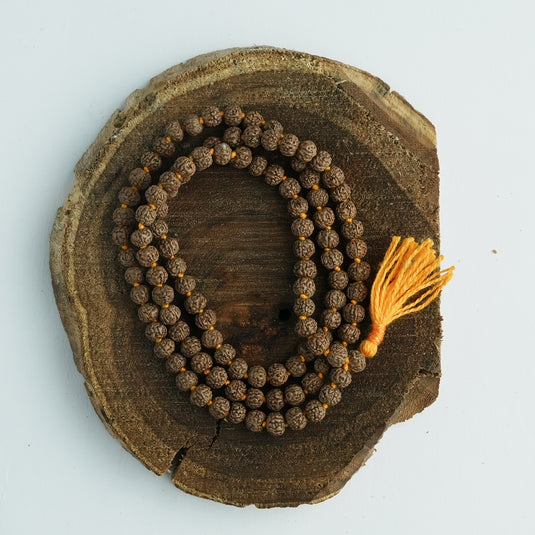 5 Mukhi Rudraksh Jaap Mala (Orange String)