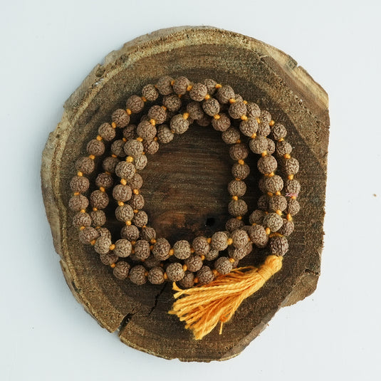 5 Mukhi Rudraksh Jaap Mala (Orange String)