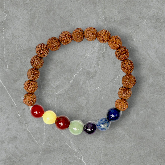 Rudrakasha + 7 Chakra Bracelet